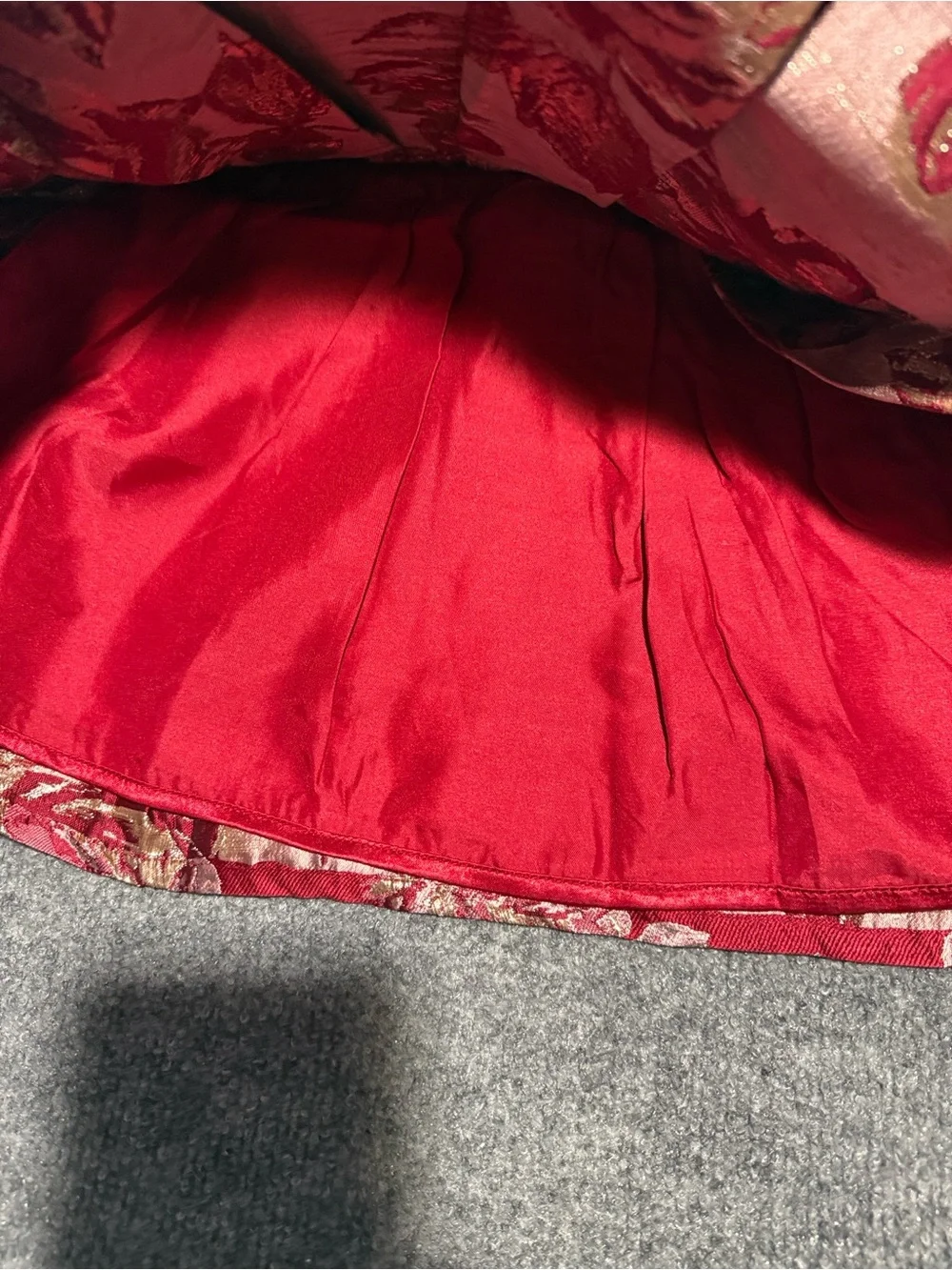 The Children's Place Red Dress with Gold Floral Jacquard